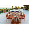 Dropship Vendor Group DropshipVendorGroup V232SET5 Malibu Eco-Friendly 7-Piece Wood Outdoor Dining Set With Rectangular Extension Table And Stacking Chairs V232SET5